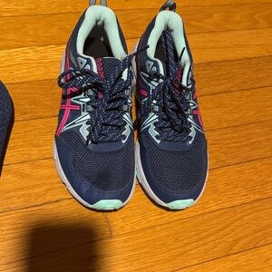 ASICS Women's Athletic Shoes in Navy and Pink with Mint Highlights